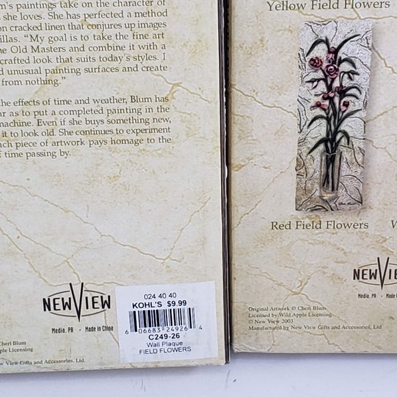 New View Cheri Blum Wall Plaque Decor Flowers Garden Field Set of 3 - Picture 6 of 7
